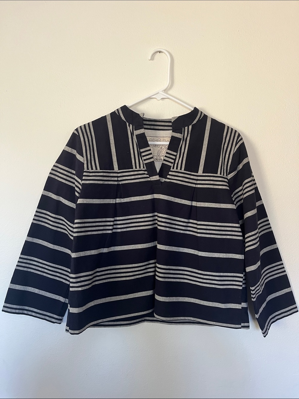 Ace & Jig Black and White Striped Cropped Blouse